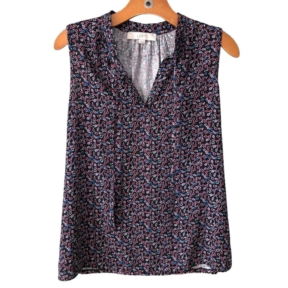 LOFT Ann Taylor Floral Tank with Tie, Size XSmall